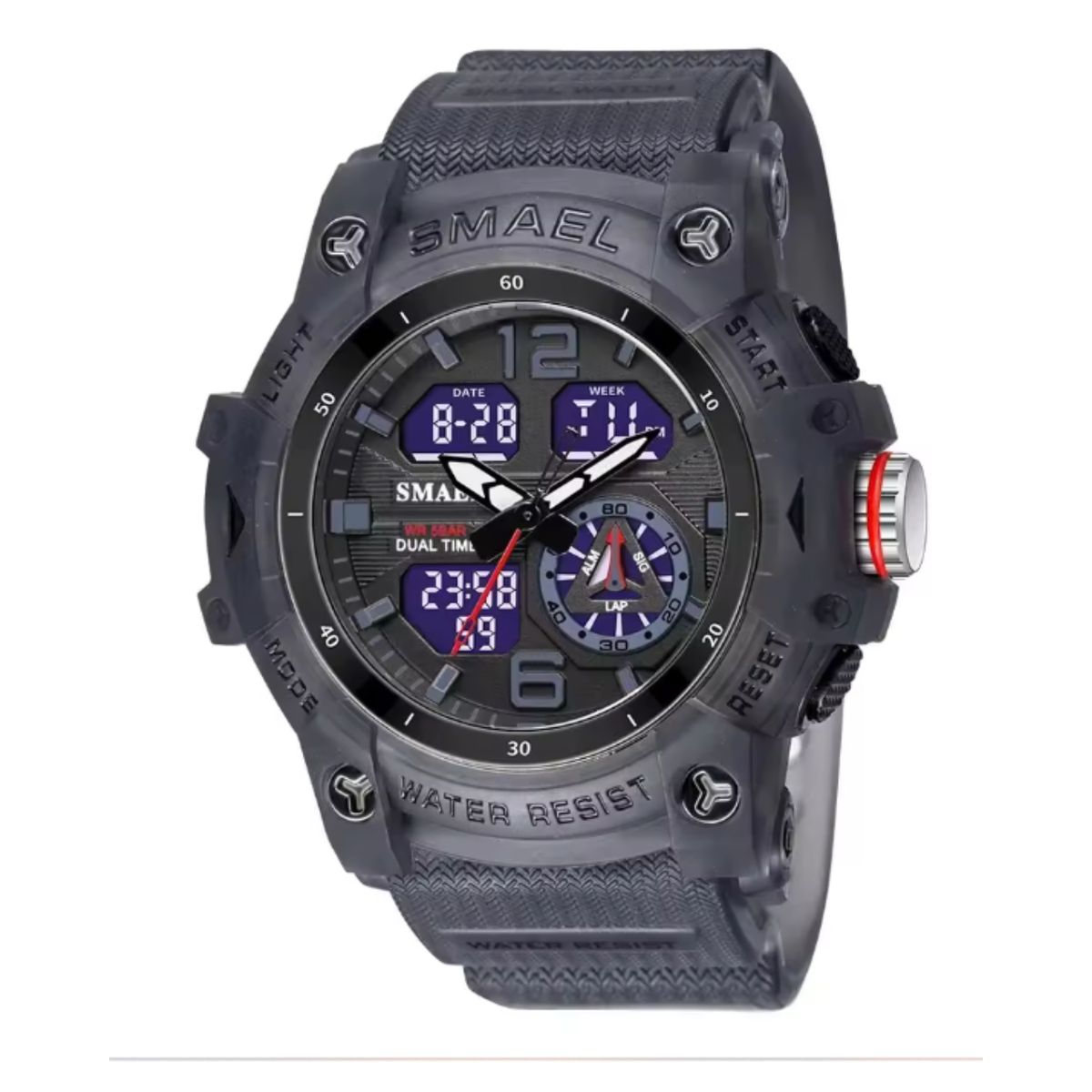 SMAEL - Reloj Deportivo Digital Analógico negro Smael resistente al agua 8007