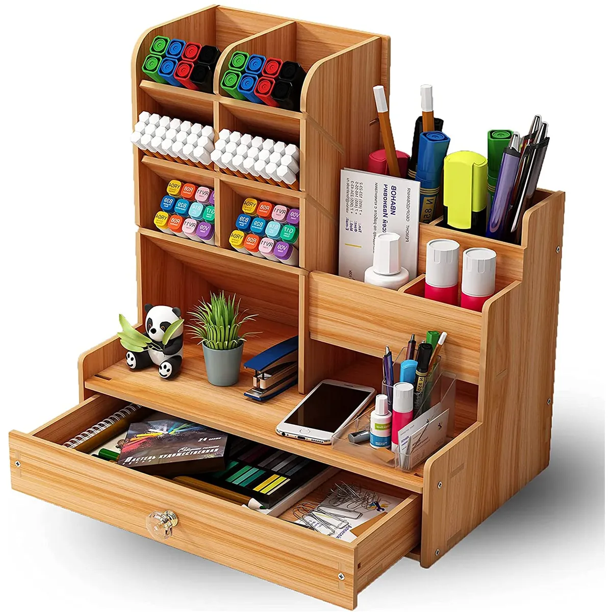 GENERICO - Organizador de escritorio oficina papelería color madera