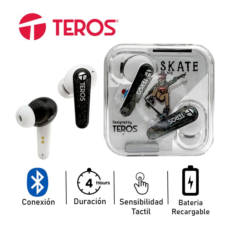 TEROS - Audífono Inalámbrico Teros TE8072W Bluetooth Blanco