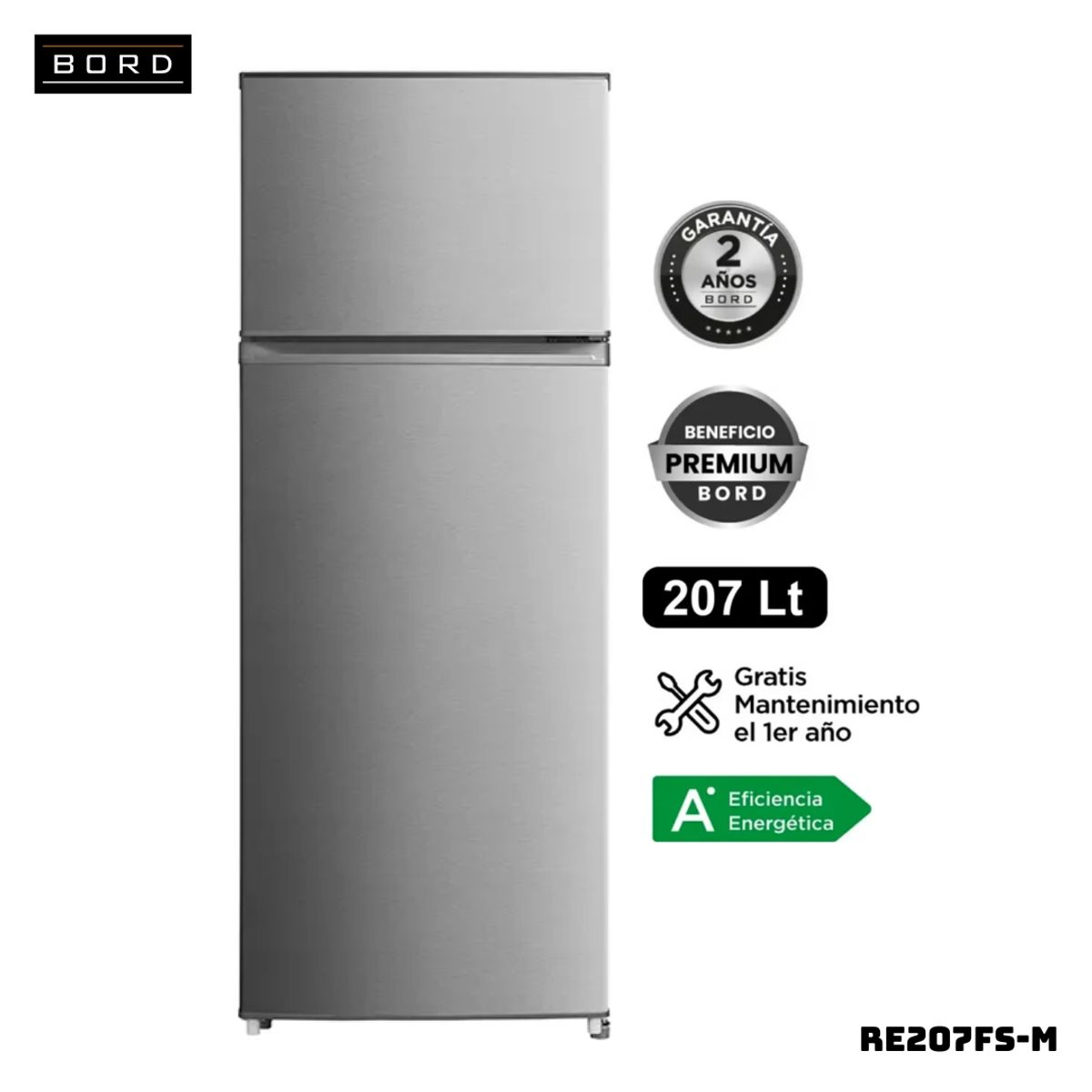 BORD - REFRIGERADORA BORD 207 L TOP FREEZER PLATEADO - RE207FS-M