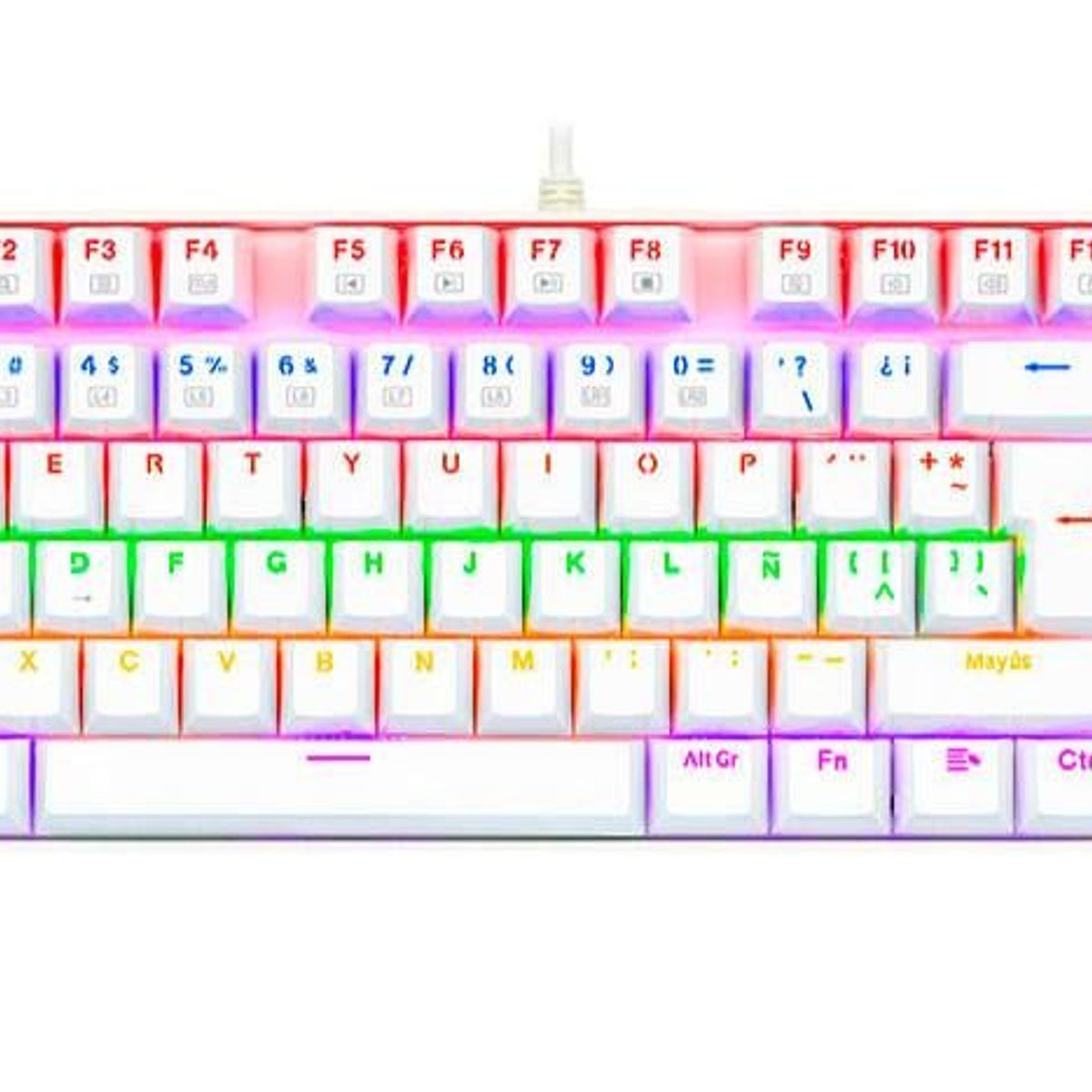 REDRAGON - Teclado Kumara Rainbow Blanco K552W-KR Red Switch Español