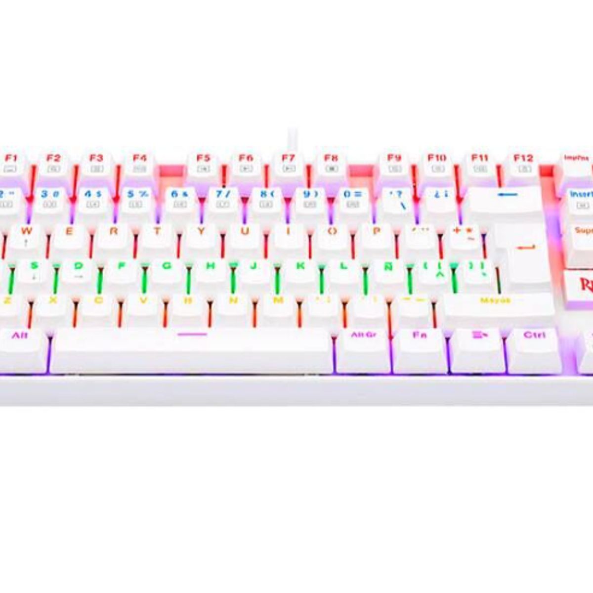 REDRAGON - Teclado Kumara Rainbow Blanco K552W-KR Red Switch Español