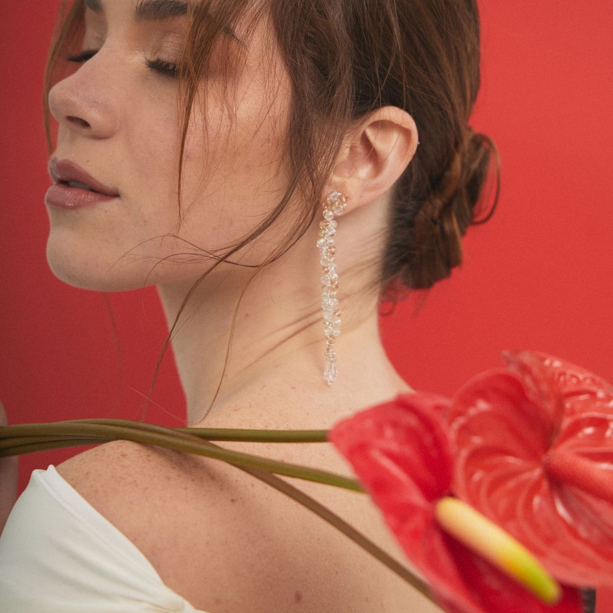 SAMANTHA PINTO HANDMADE ACCESSORIES - Aretes Virginia Plateado Nude