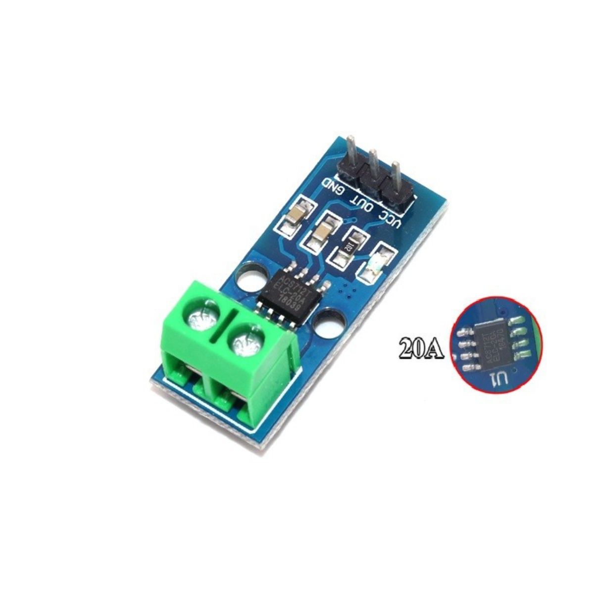 GENERICO - Módulo Sensor de Corriente ACS712 20A Medición AC DC Alta Precisión