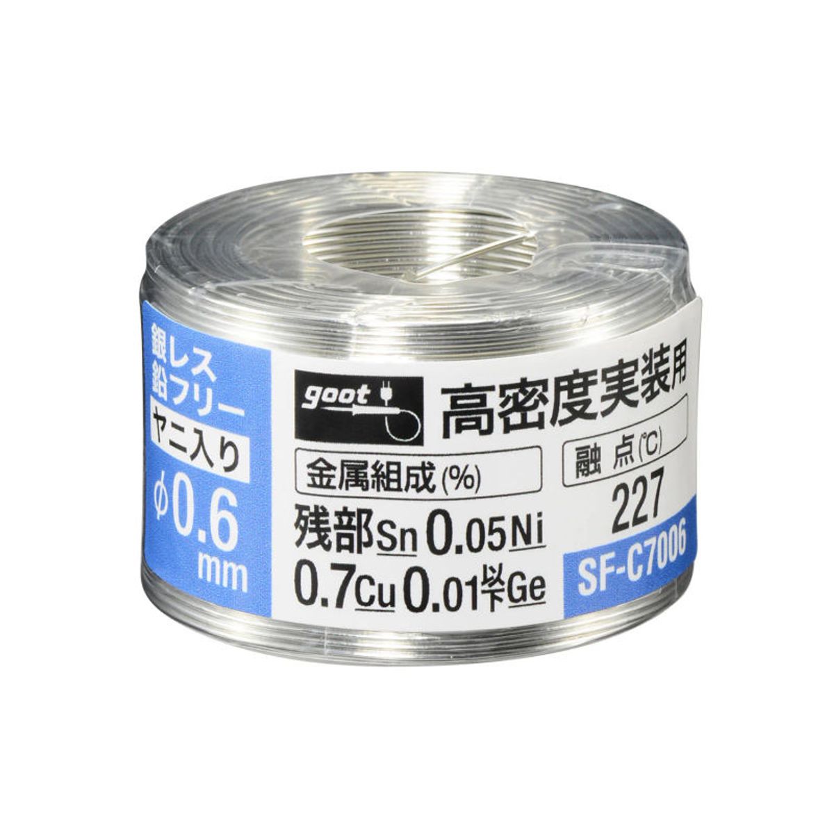 GOOT - Estaño Soldadura sin plomo para trabajos electrónicos 70g Φ06mm SF-C7006