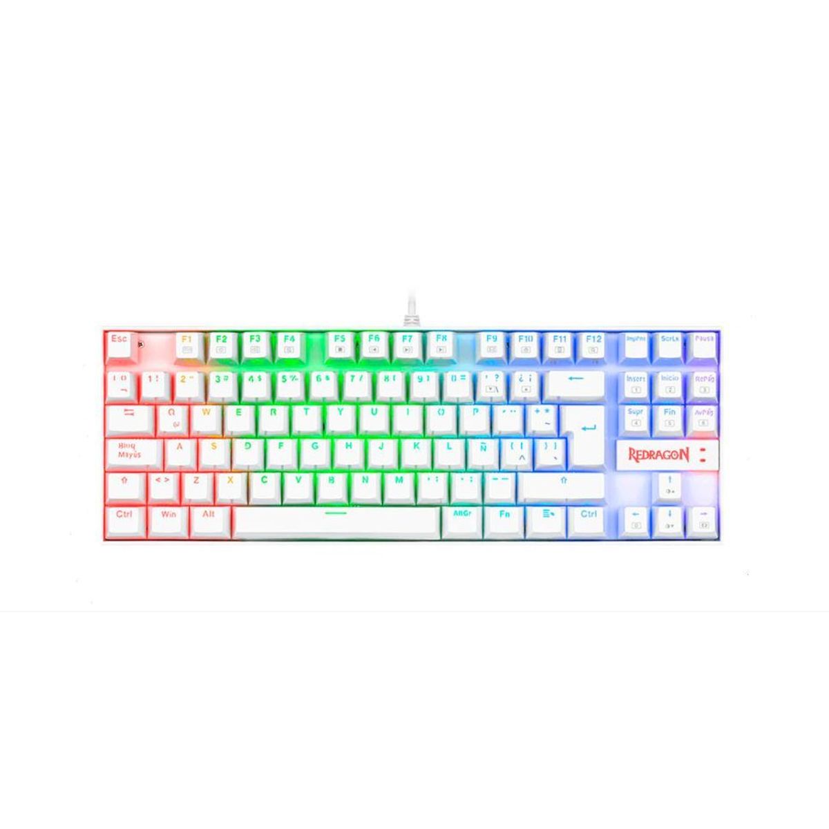 REDRAGON - Teclado Kumara RGB Blanco K552W-RGB Red Switch Sp Español