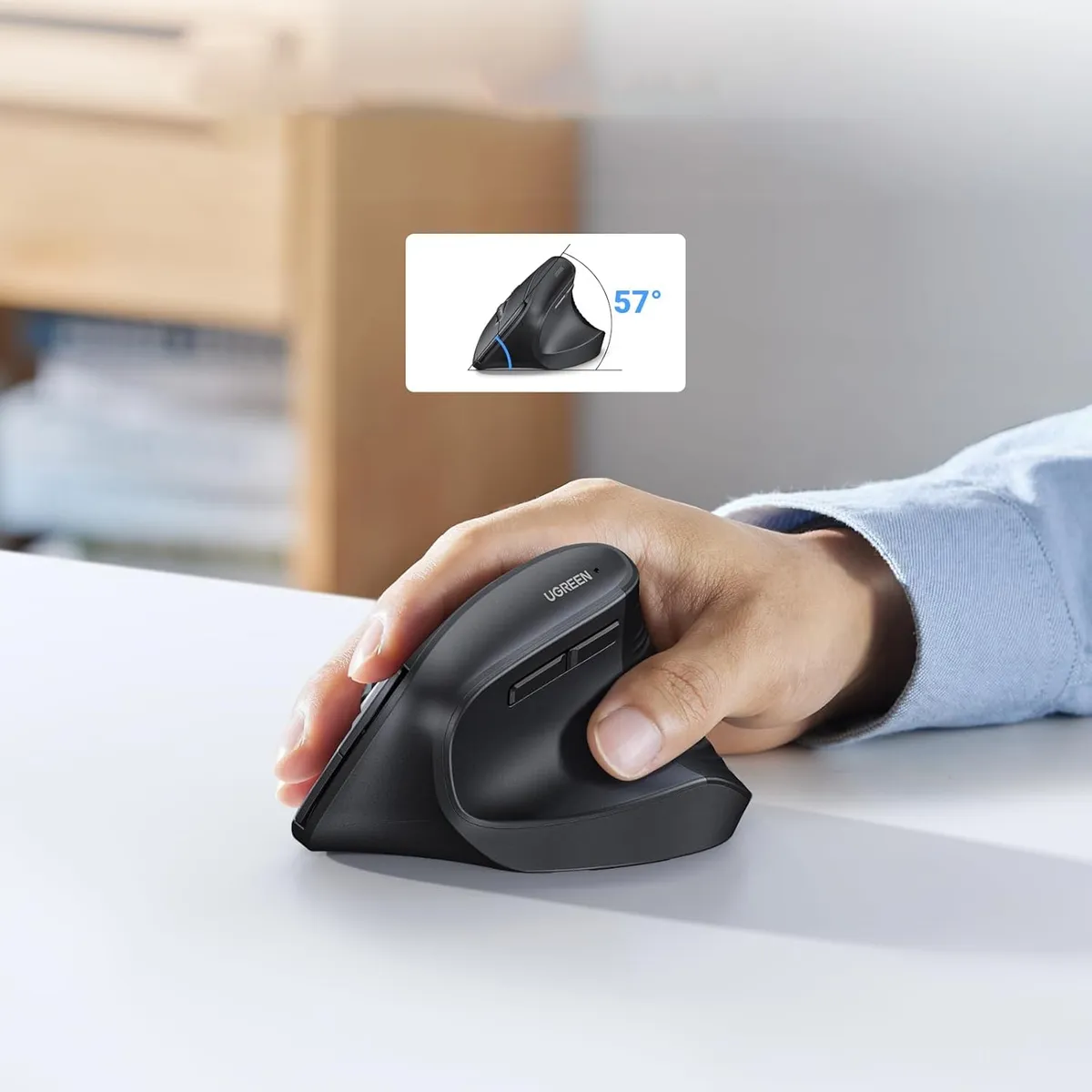 UGREEN - Mouse Inalambrico 24hz Ugreen Vertical 4000DPI 55916 Negro