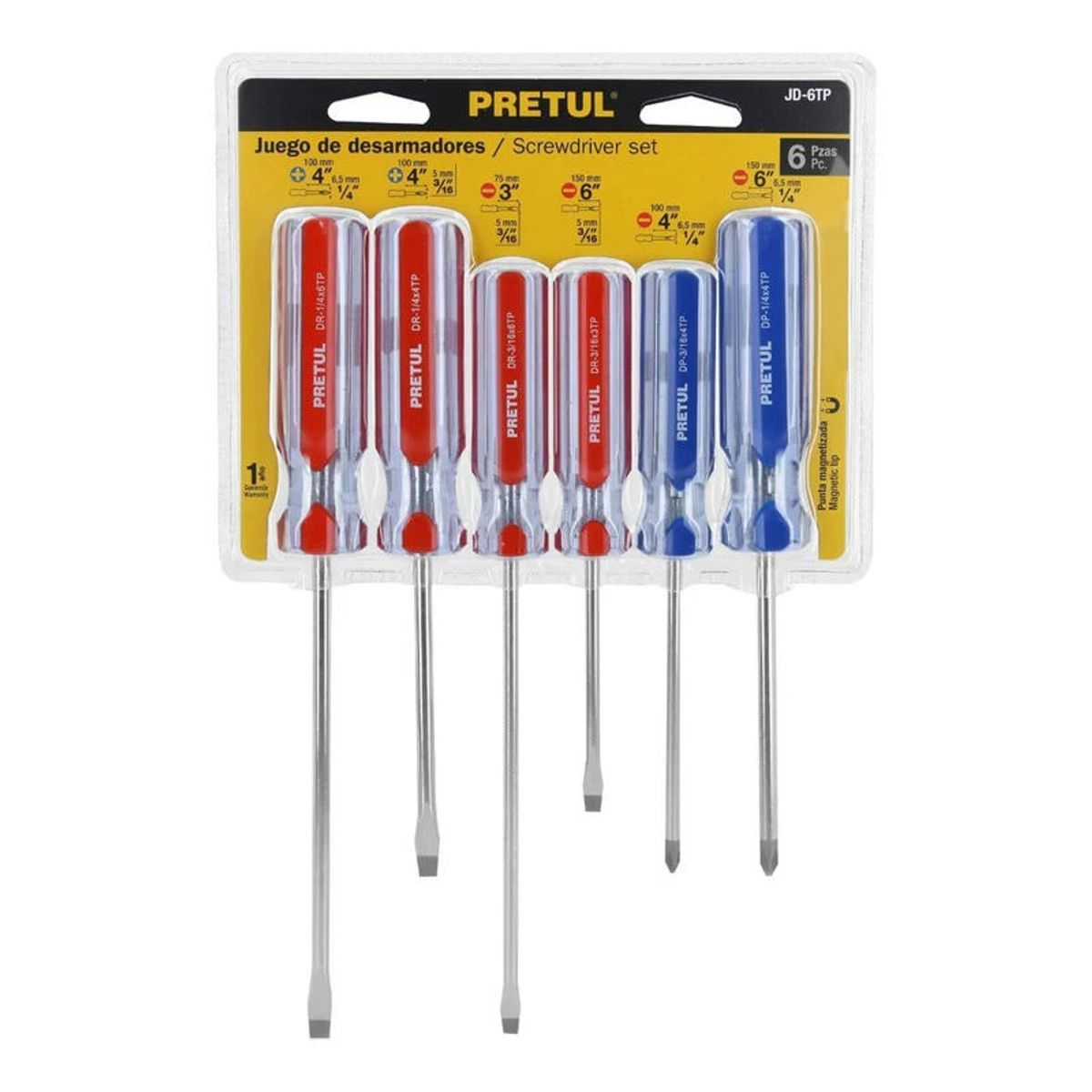 PRETUL - Juego De 6 Desarmadores Mango De Pvc Pretul