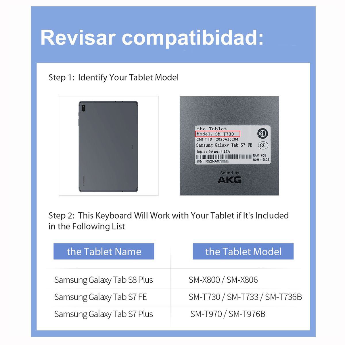 GENERICO - Funda Con Teclado Para Samsung Galaxy TAB S7+ / S7FE de 12.4 pulgadas