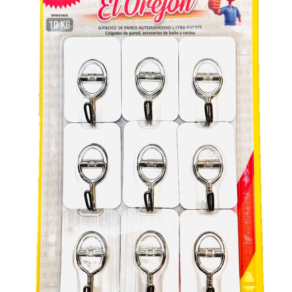 GENERICO - Gancho Adhesivo para 10kg perchero PLATEADO x9und