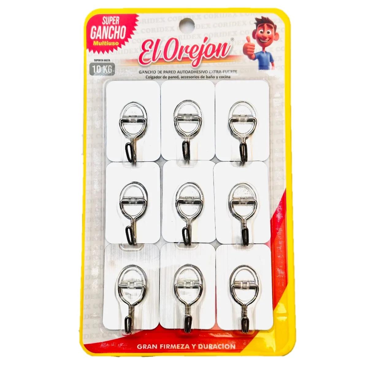 GENERICO - Gancho Adhesivo para 10kg perchero PLATEADO x9und