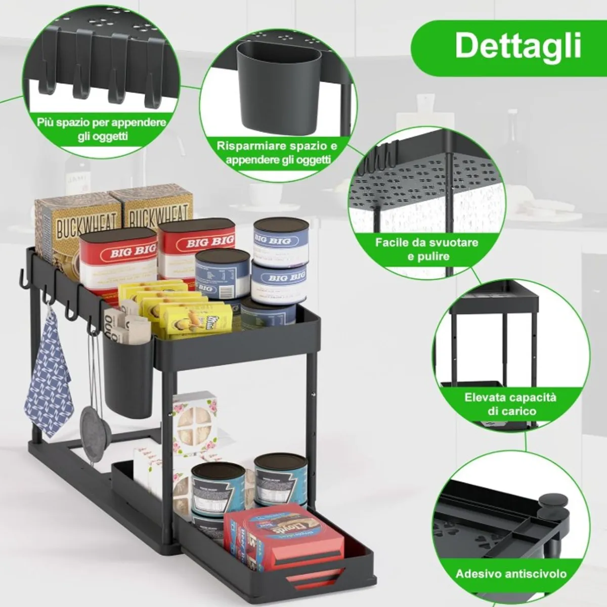 GENERICO - Organizador Deslizante de 2 Niveles Multiuso