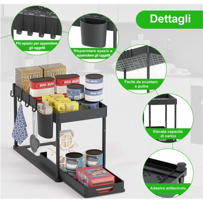 GENERICO - Organizador Deslizante de 2 Niveles Multiuso