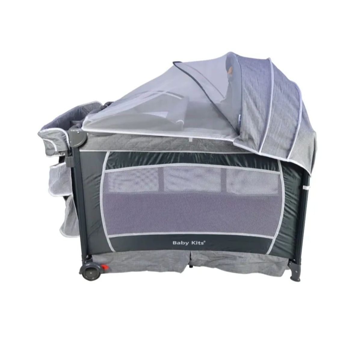 BABY KITS - Cuna Corral para Bebe Mecedora Verona Gris