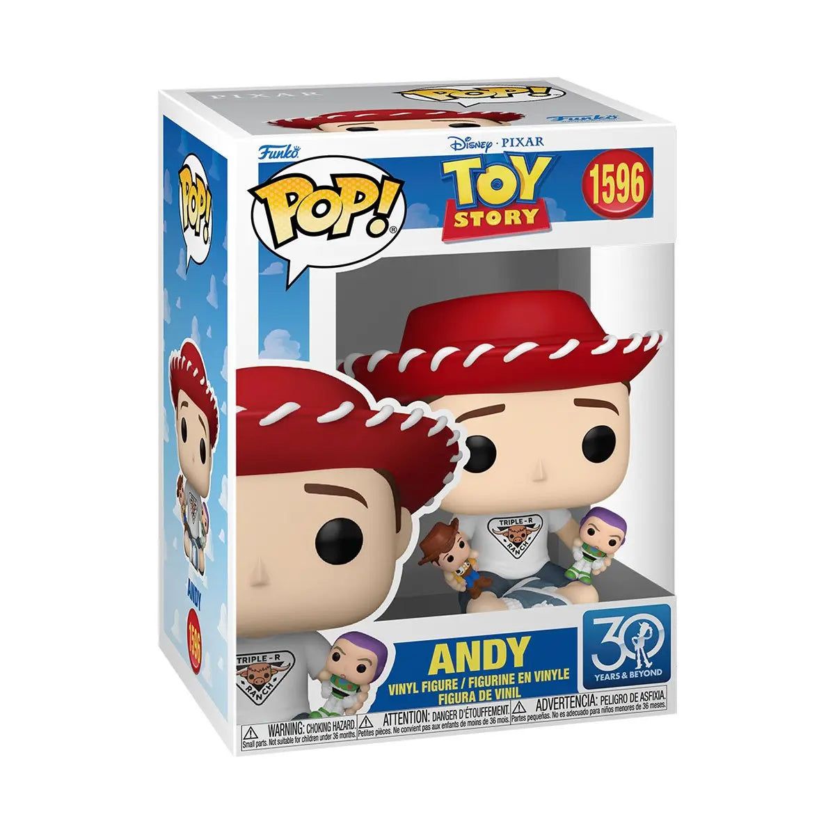 FUNKO - Funko Pop Disney Toy Story 30th Anniversary - Andy with Buzz Lightyear and Woody 1596