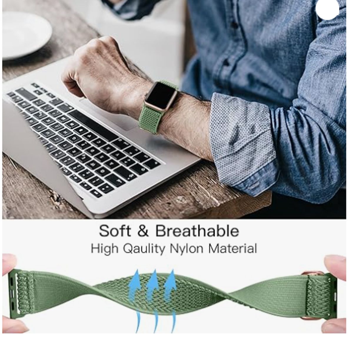 GENERICO - Correa Nylon Clásica para Apple Watch 45mm - Verde Pino