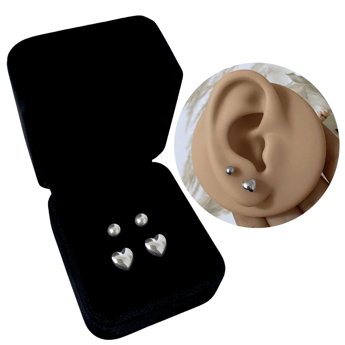 GENERICO - Set Pack Aretes Corazón Bombita Regalo Mamá Novia Plata 950