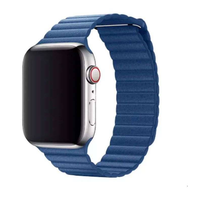 GENERICO - Correa de Cuero imantado para Apple Watch 49mm - Azul