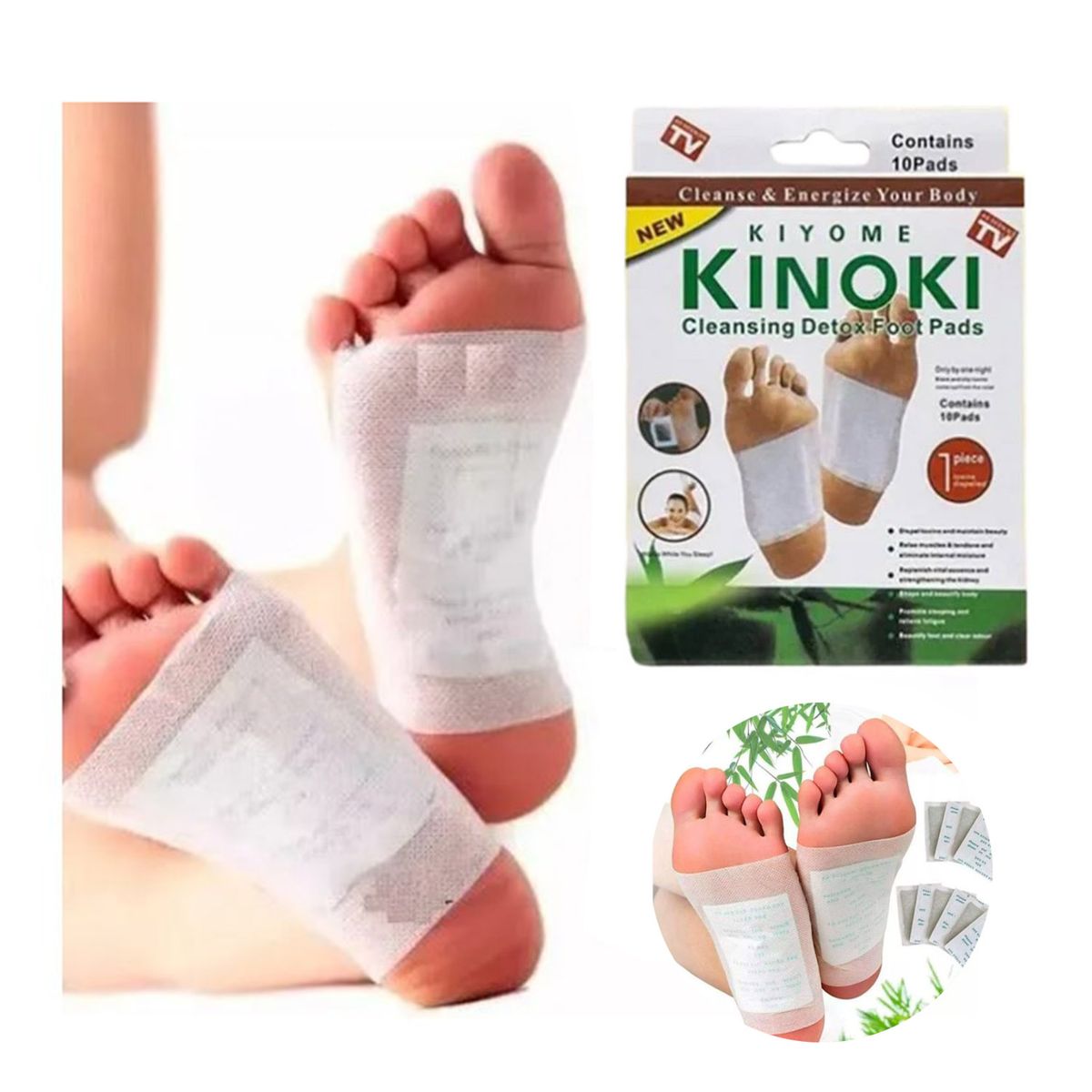 GENERICO - 10 Pads kinoki parches Detox y relajación  del cuerpo