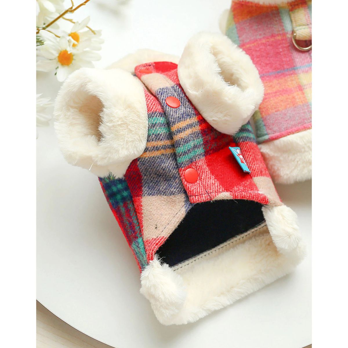 GENERICO - CHALECO ESCOCÉS POLAR PARA PERRO Y GATO  ABRIGO CÁLIDO