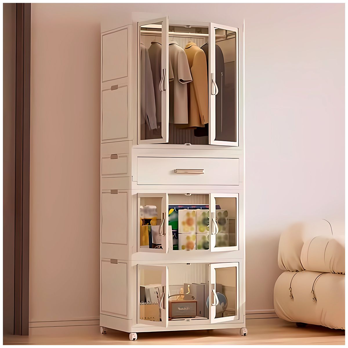 GENERICO - Ropero con 1 cajones blanco 161.5 cm