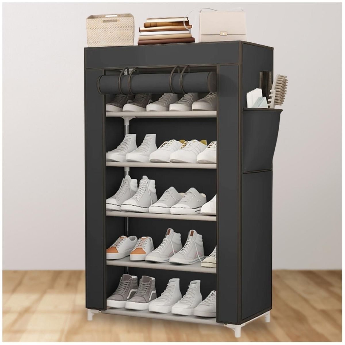 Zapatera Organizador de Zapatos Estante 5 Niveles con Forro Negro ZF5, marca MINARI - Foto 2