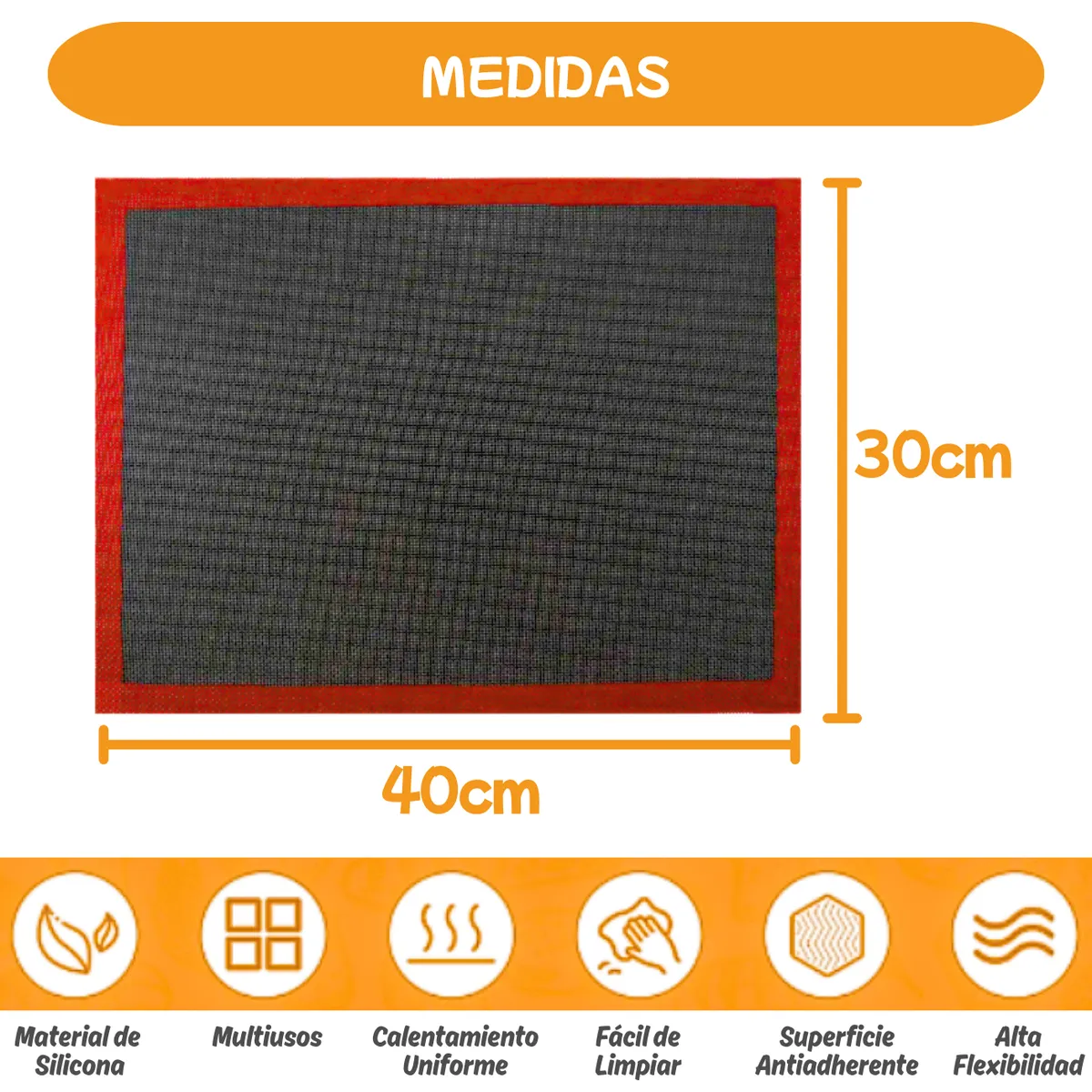 GENERICO - Tapete de Silicona Microperforado Profesional 40x30cm Silpat Silpain