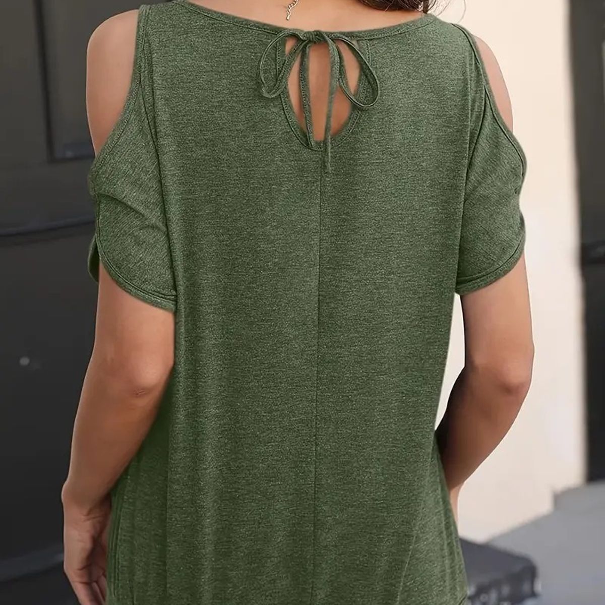 TIOZONEY - Blusa con hombros descubiertos para mujer-Verde