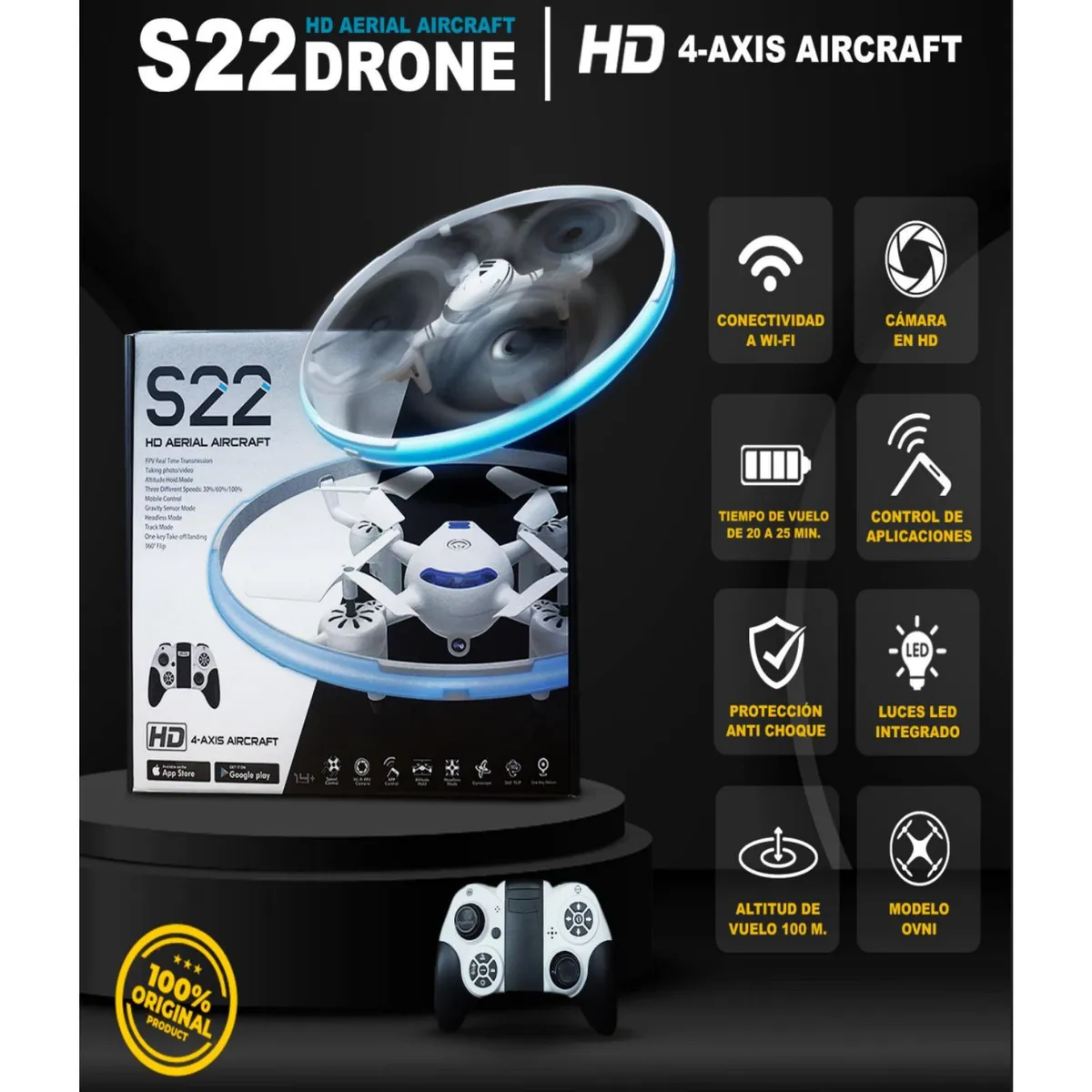 OEM - Drone S22 Mini Dron teledirigido con cámara Wifi y Control remoto