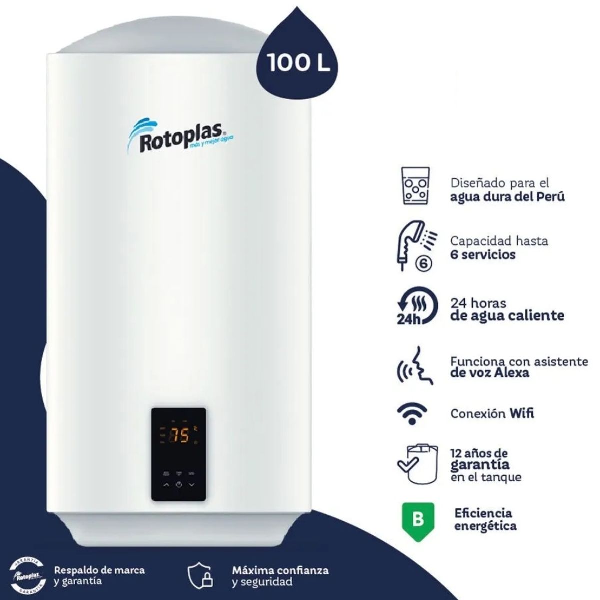 ROTOPLAS - Terma de Acumulacion Ecosmart Wifi 100L Rotoplas - 500468