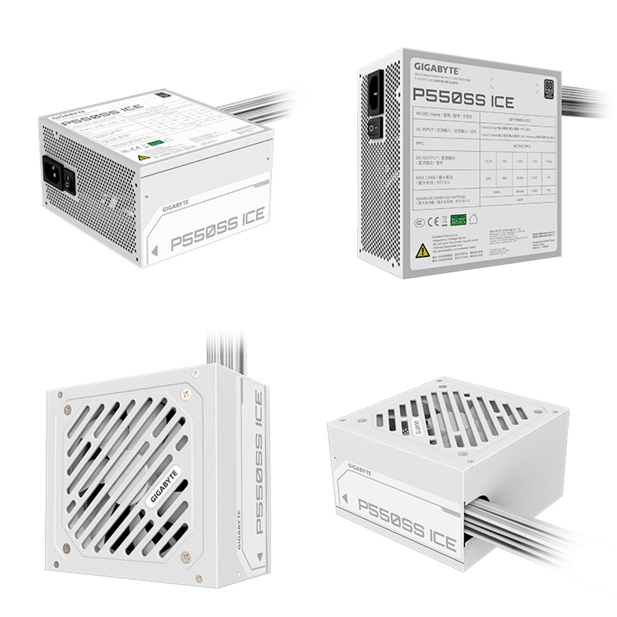 GIGABYTE - FUENTE GIGABYTE 550W 80 PLUS SILVER BLANCO ( GP-P550SS ICE )