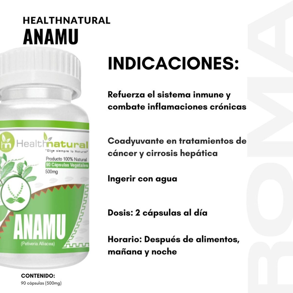 HEALTHNATURAL - ANAMU HEALTHNATURAL 500MG + REGALO PASTILLERO
