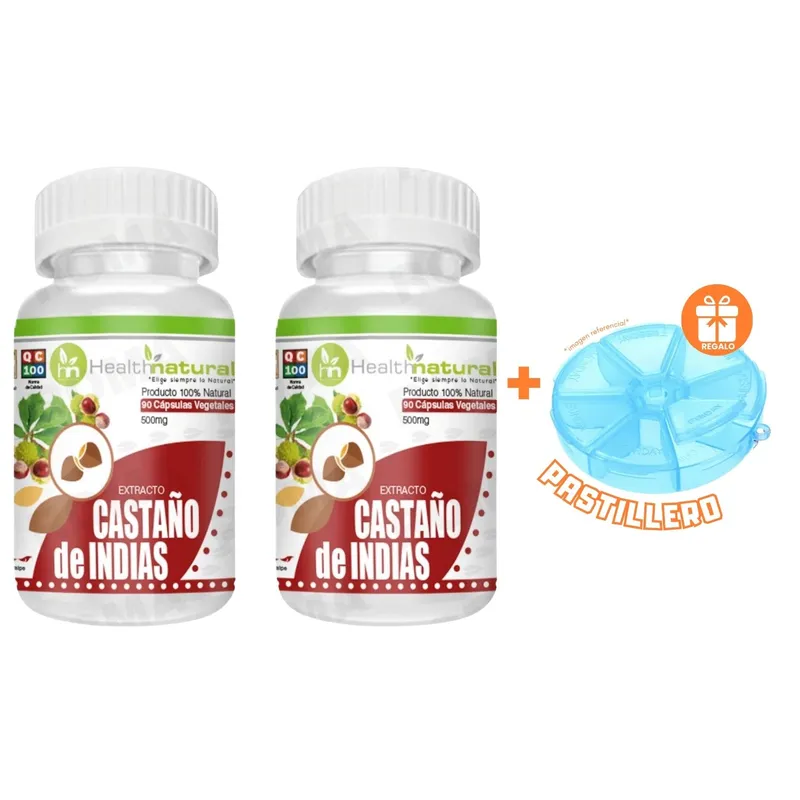 HEALTHNATURAL - PACK 2 CASTAÑO DE INDIAS HEALTHNATURAL 1000MG + REGALO PASTILLERO