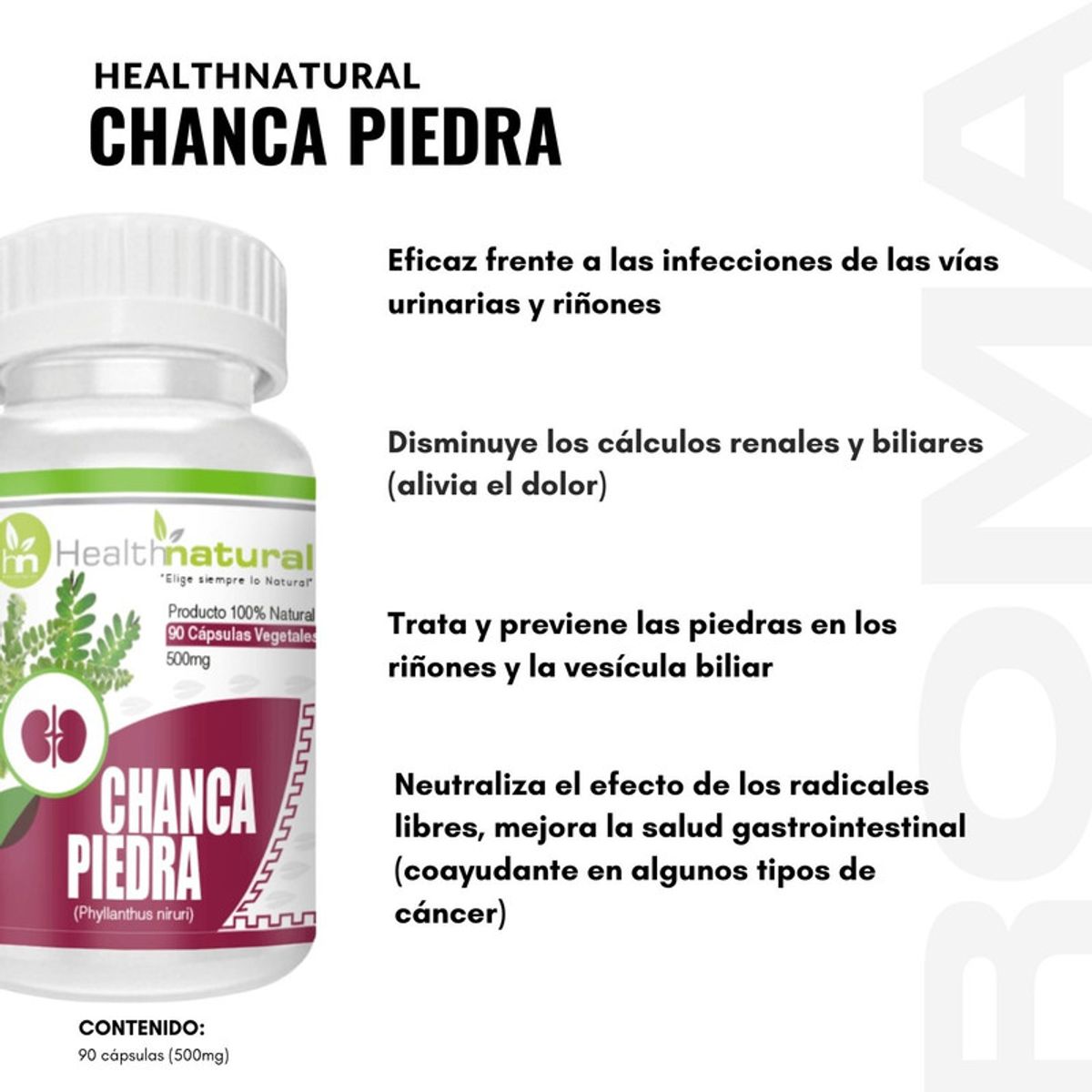 HEALTHNATURAL - CHANCA PIEDRA HEALTHNATURAL 500MG + REGALO PASTILLERO