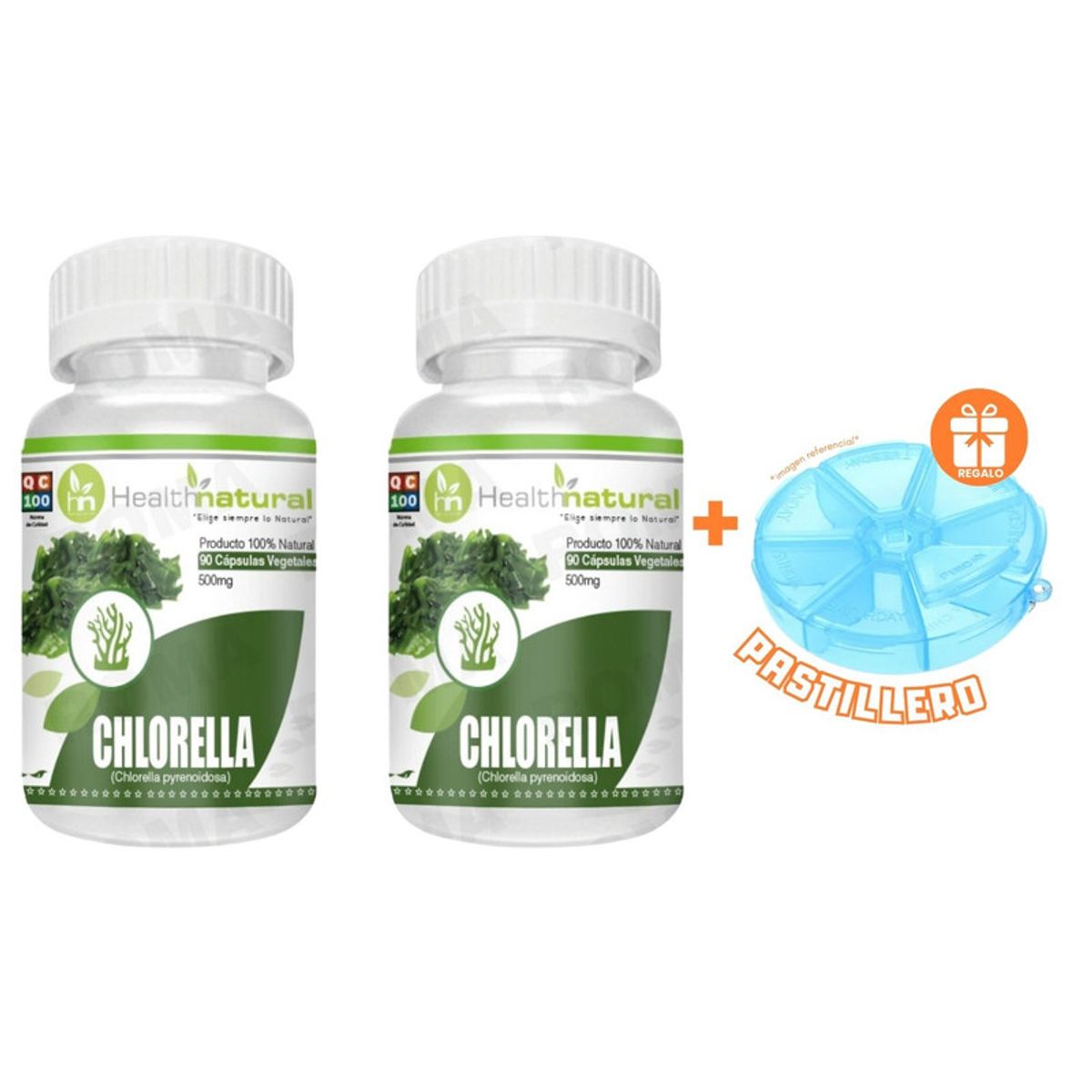 HEALTHNATURAL - PACK 2 CHLORELLA HEALTHNATURAL 1000MG + REGALO PASTILLERO