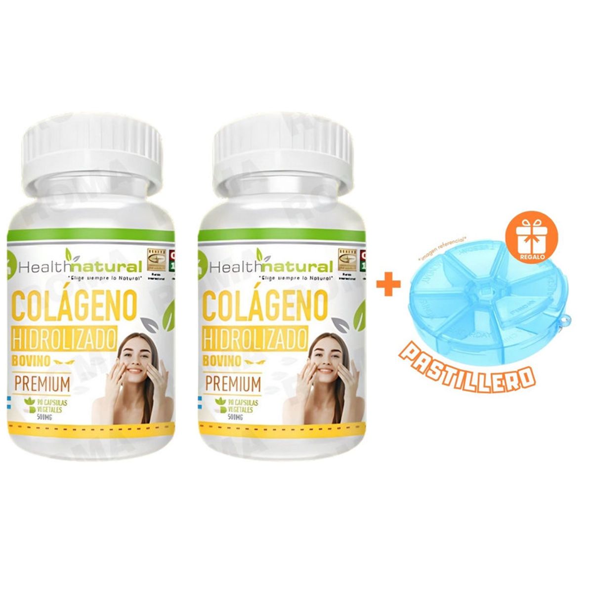 HEALTHNATURAL - PACK 2 COLÁGENO HIDROLIZADO HEALTHNATURAL 1000MG + REGALO PASTILLERO