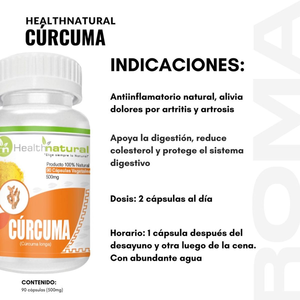 HEALTHNATURAL - CÚRCUMA HEALTHNATURAL 500MG + REGALO PASTILLERO
