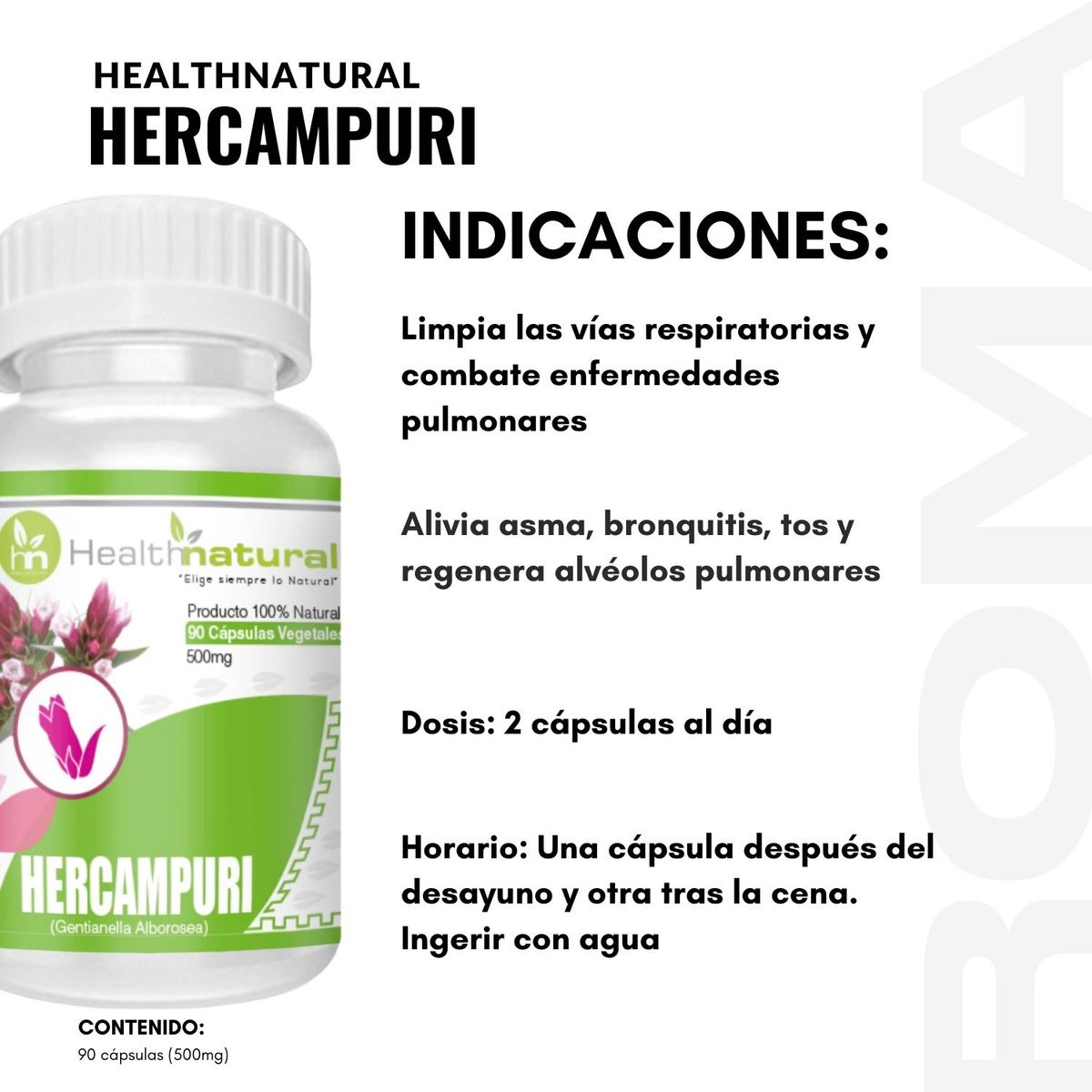 HEALTHNATURAL - PACK 3 HERCAMPURI HEALTHNATURAL 1500MG + REGALO PASTILLERO