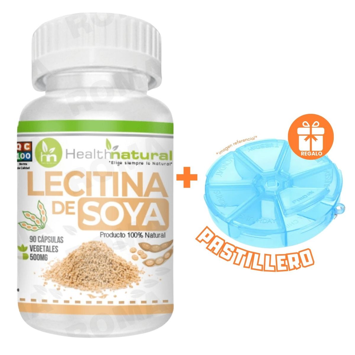 HEALTHNATURAL - LECITINA DE SOYA HEALTHNATURAL 500MG + REGALO PASTILLERO
