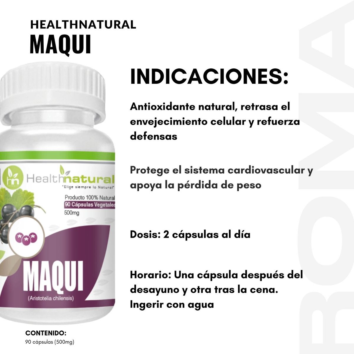 HEALTHNATURAL - MAQUI HEALTHNATURAL 500MG + REGALO PASTILLERO