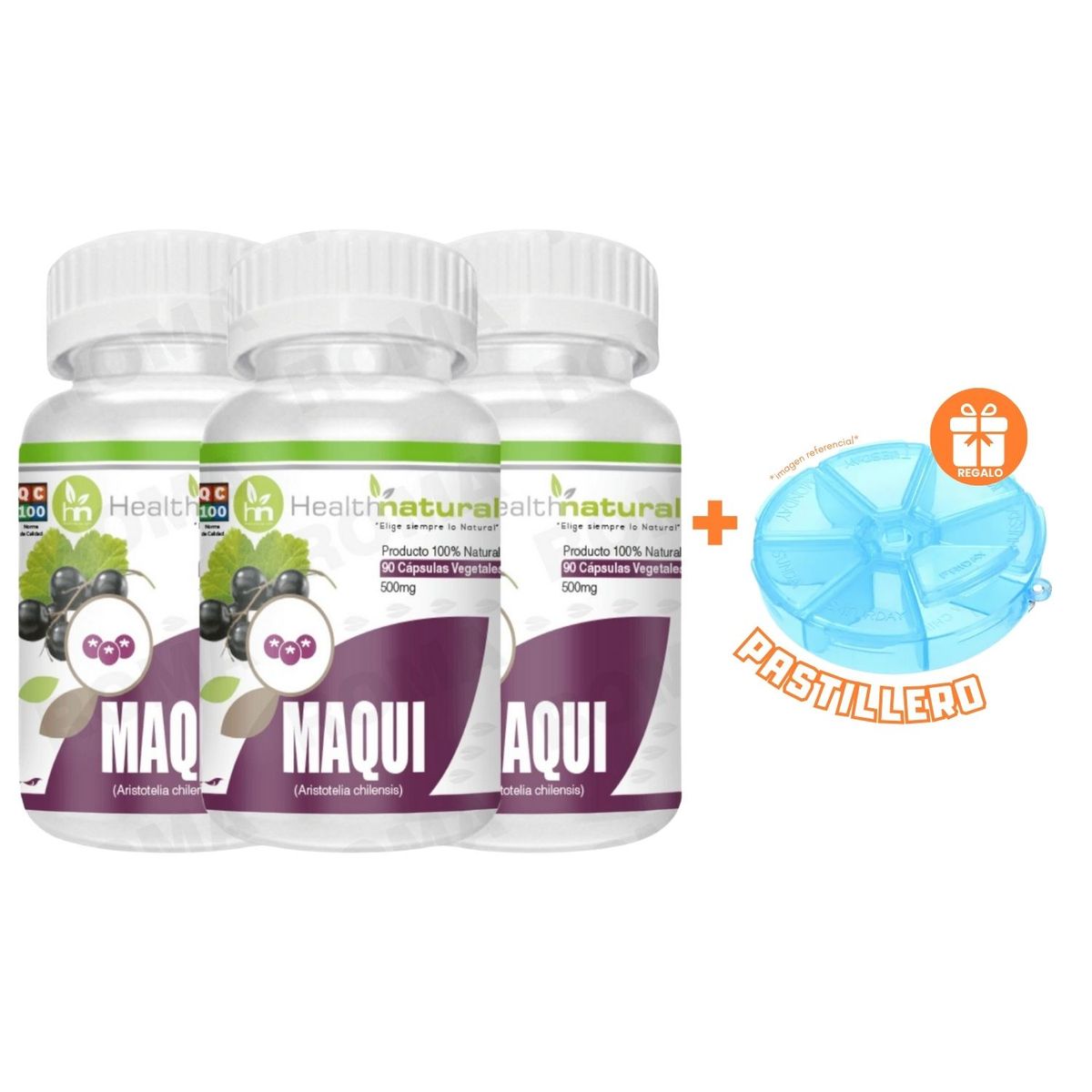 HEALTHNATURAL - PACK 3 MAQUI HEALTHNATURAL 1500MG + REGALO PASTILLERO