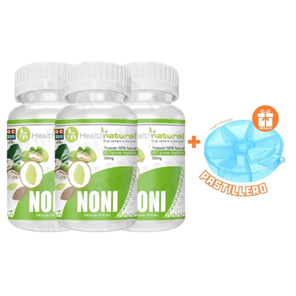 HEALTHNATURAL - PACK 3 NONI HEALTHNATURAL 1500MG + REGALO PASTILLERO