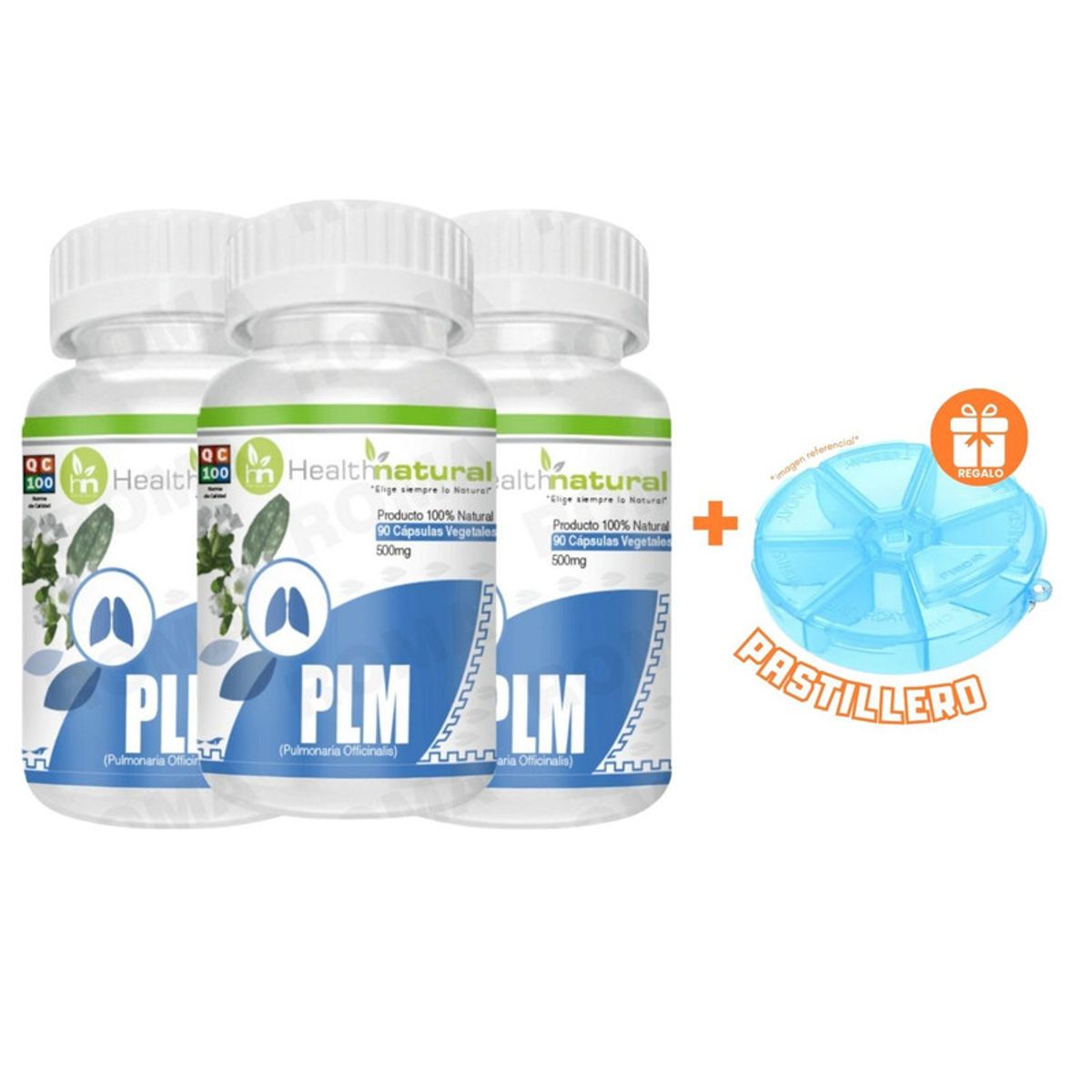 HEALTHNATURAL - PACK 3 PLMPULMONARIA HEALTHNATURAL 1500MG + REGALO PASTILLERO