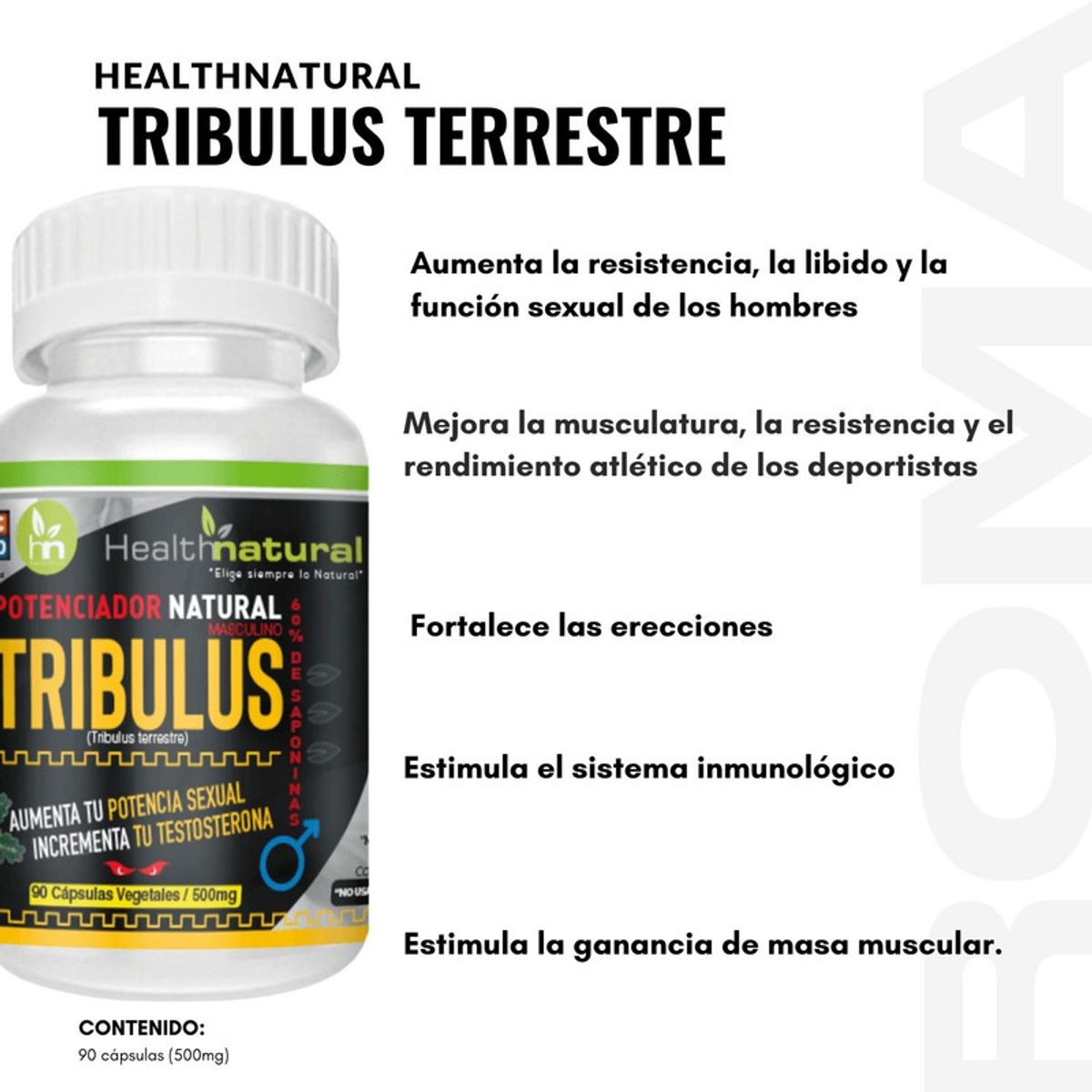 HEALTHNATURAL - TRIBULUS TERRESTRE HEALTHNATURAL 500MG + REGALO PASTILLERO