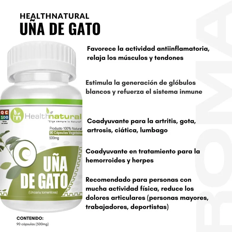 HEALTHNATURAL - UÑA DE GATO HEALTHNATURAL 500MG + REGALO PASTILLERO