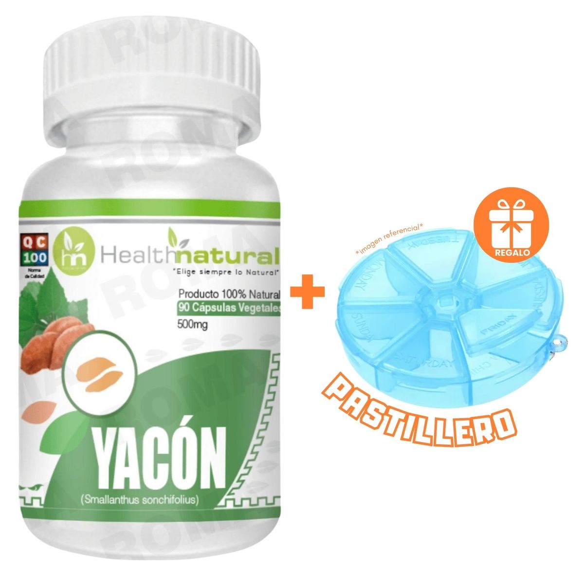 HEALTHNATURAL - YACÓN HEALTHNATURAL 500MG + REGALO PASTILLERO