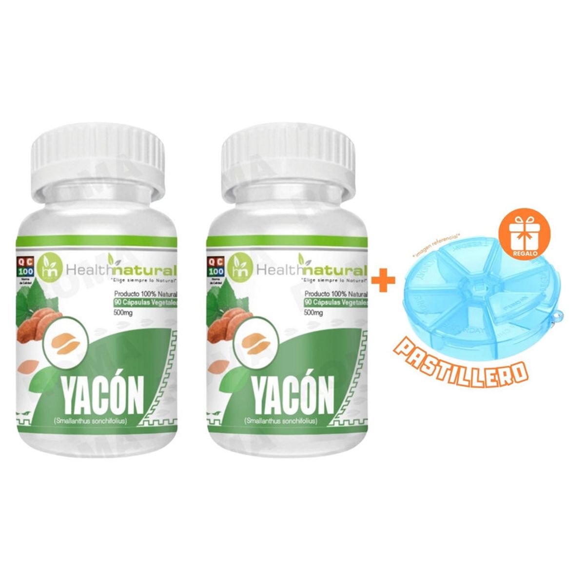 HEALTHNATURAL - PACK 2 YACÓN HEALTHNATURAL 1000MG + REGALO PASTILLERO