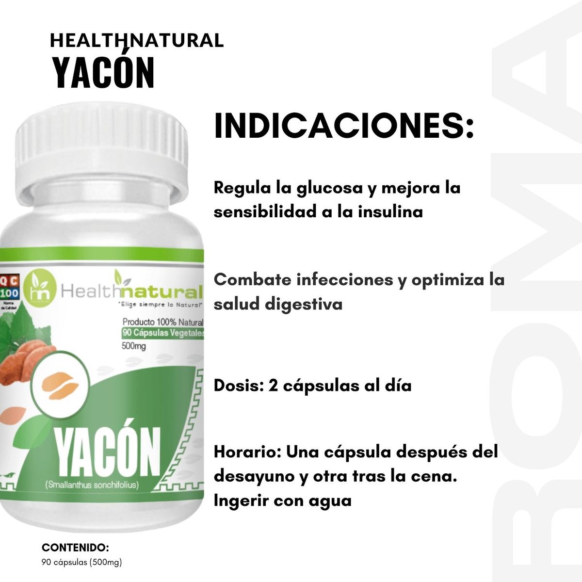 HEALTHNATURAL - PACK 3 YACÓN HEALTHNATURAL 1500MG + REGALO PASTILLERO