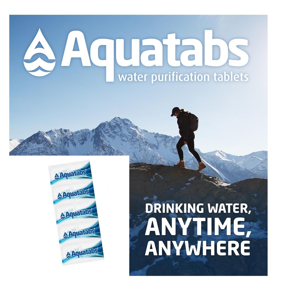 GENERICO - PURIFICADOR DE AGUA  CAMPING AQUATABS EEUU 10 tabletas