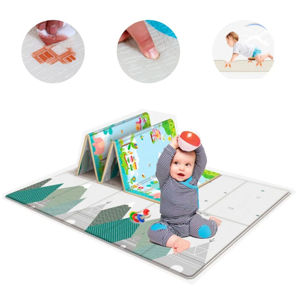 GENERICO - Piso Alfombra Reversible Plegable Para Bebes